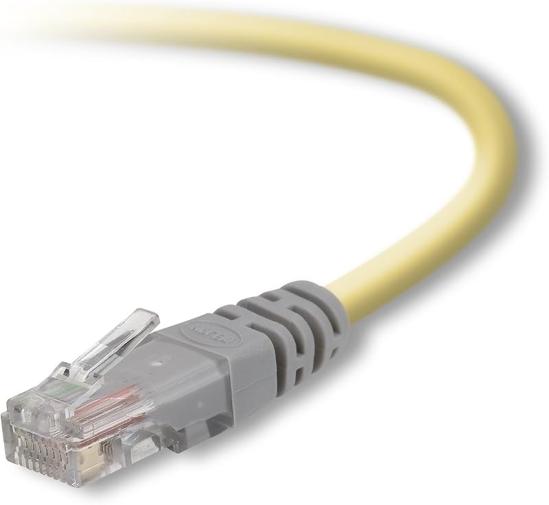 7-Foot CAT5e Crossover Molded Networking Cable (Yellow) | Reliable wired ethernet connection for PC, router, modem, and network switch, snagless molded connectors