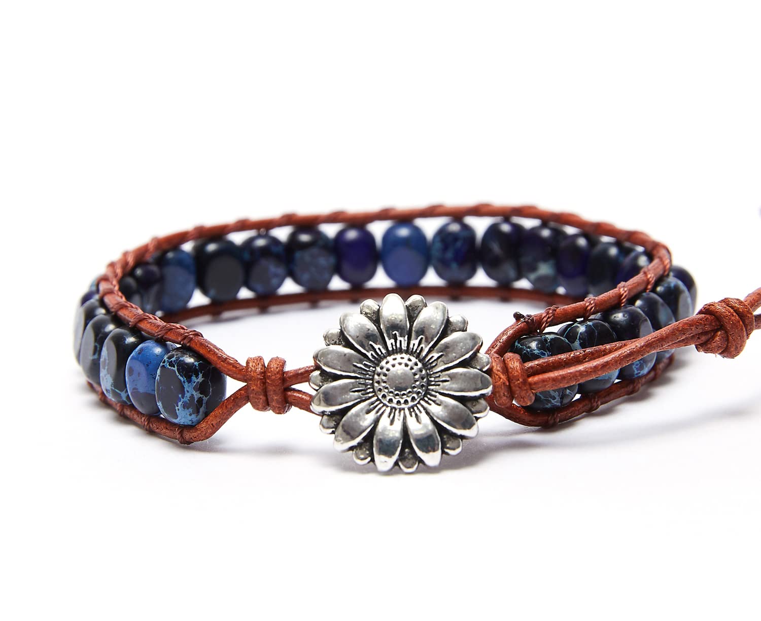 7 Chakra Bracelet Bohemian Handmade Leather Wrap Healing Protection Natural Stone Yoga Beaded Bracelets Boho Friendship Jewelry
