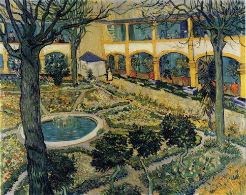 Amazon.co.jp: ゴッホ・「アルルの病院の庭」 プリキャンバス複製画