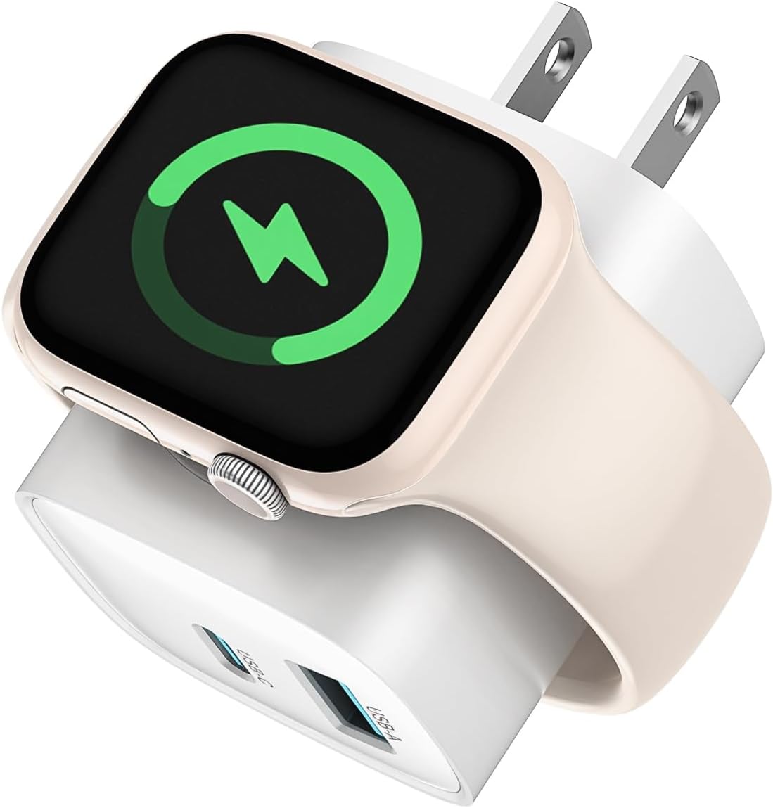 Charging Blocks for Apple Watch, 3-in-1 PD 20W USB C Charger Block with Built-in Wireless Smart Watch Charging, Dual Ports Wall Charger Compatible with iPhone,AirPods,iWatch - Amazon product rated Grade A