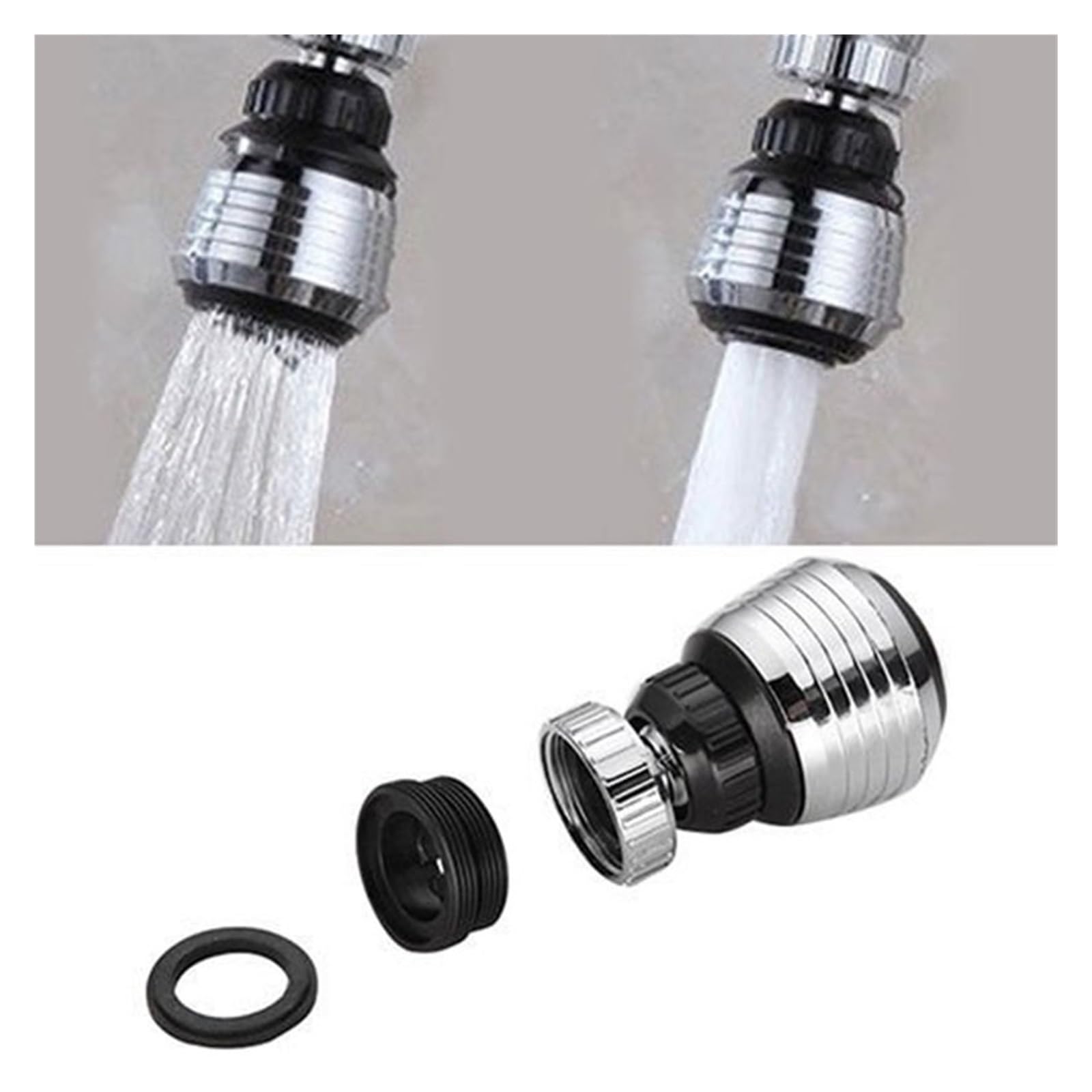Rotation Faucet Aerator Splash Kitchen Tap Extend Water Nozzle Faucet Adaptor Faucet Bubbler Robotic Arm Faucet Extender(C Faucet Aerator)