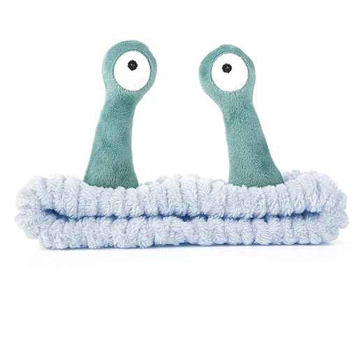 Molain Face Wash Headband, Palm and Snail Spa Hair Bands Makeup Headbands Women Cartoon Cute Coral Fleece Elastic Headband Creative Hair Accessories for Washing Face Shower Sports (Blue&Green)