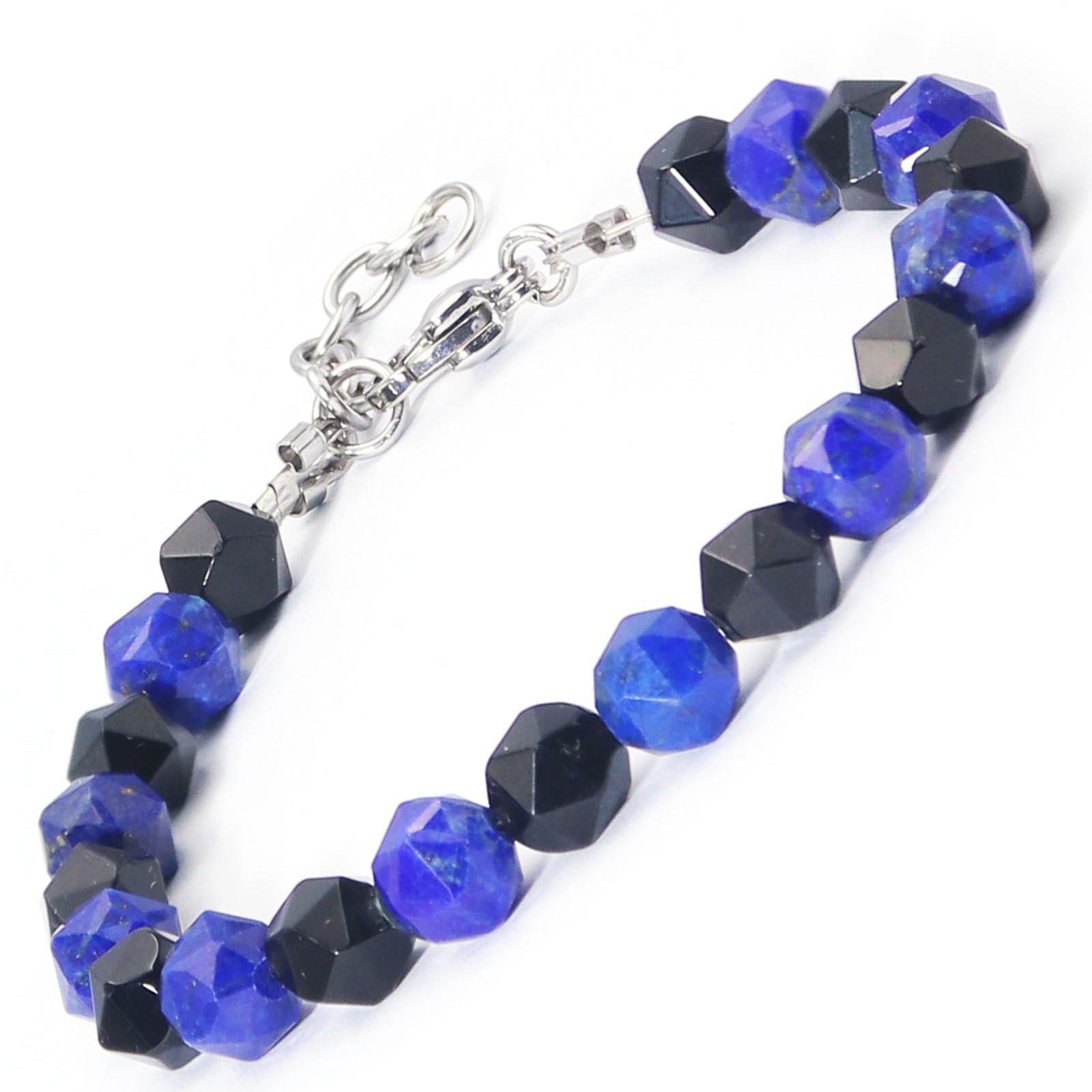 COLORFEY Protection Crystal Black Obsidian Bracelets for Men - Mens Black Beaded Bracelet Unique Obsidian Faceted Bead Bracelet Healing Gifts for