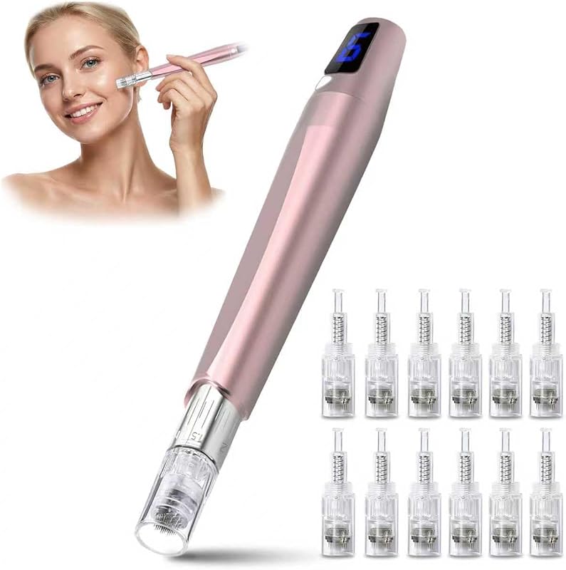 Kit de rolo dérmico facial e para couro cabeludo Generic 0,25 mm com 12 cabeças de reposição, Vermelho-1
