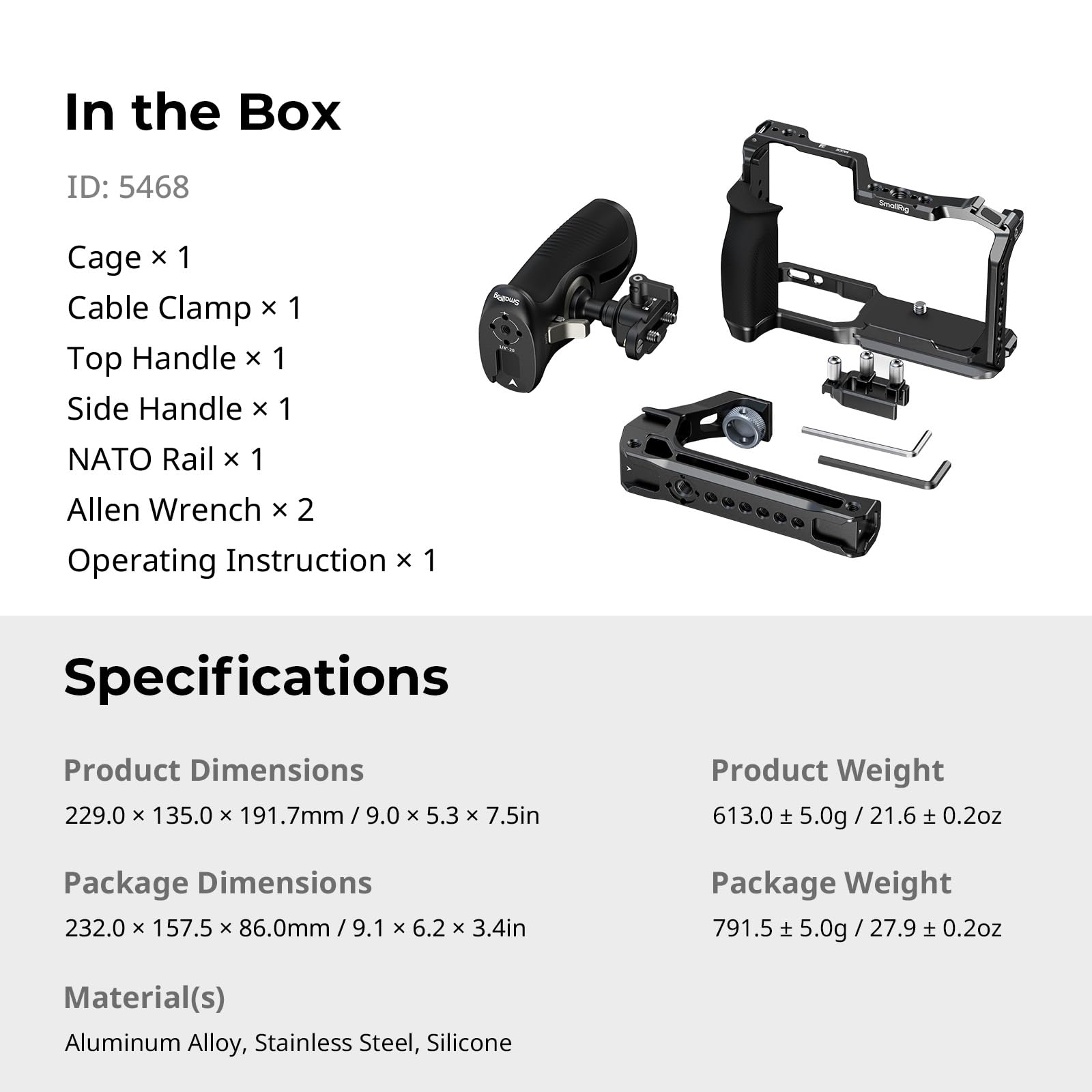SmallRig Kit gabbia per fotocamera Nikon ZR con maniglia laterale girevole NATO, maniglia superiore per ARRI e morsetto per cavo HDMI, freddo integrata e piastra a sgancio rapido per Arca - 5468