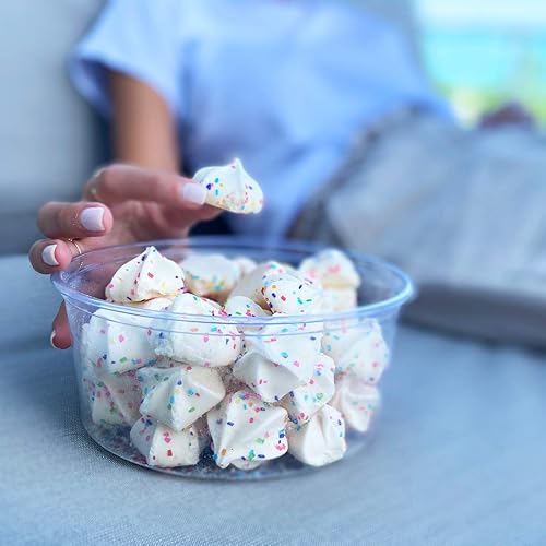 Miniatura 6 de Krunchy Melts - Galletas de merengue originales - Sabor a pastel de cumpleaños - Merengues - Sin grasa - Sin gluten - Sin nueces - Apto para Keto -