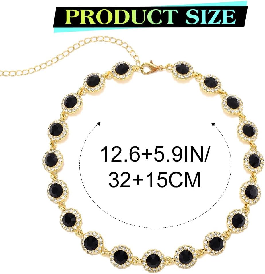 ACEDRE Colorful Crystal Choker Necklace Sparkly Rhinestone Chokers Necklaces Gold Chain Party Prom Neck Jewelry for Women - Image 3