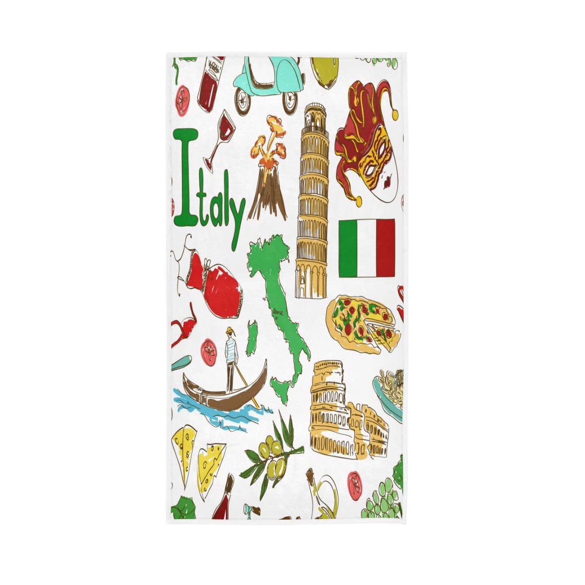 LSRCPD Italy Theme Soft Bath Towel Absorbent Hand Towels for Bathroom Hotel Gym Spa 30"x15"