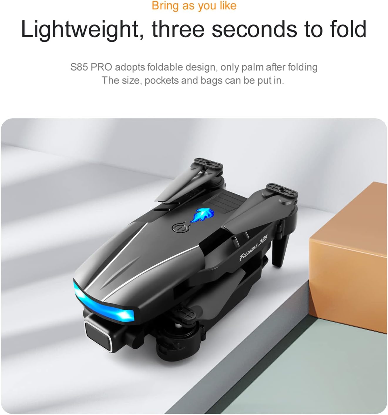 GoolRC S85 RC Drone, Foldable Mini Drone for and Beginners, RC Quadcopter with Obstacle Avoidance, Headless Mode, One KeyTake Off/Landing, Storage Bag and 2 Batteries