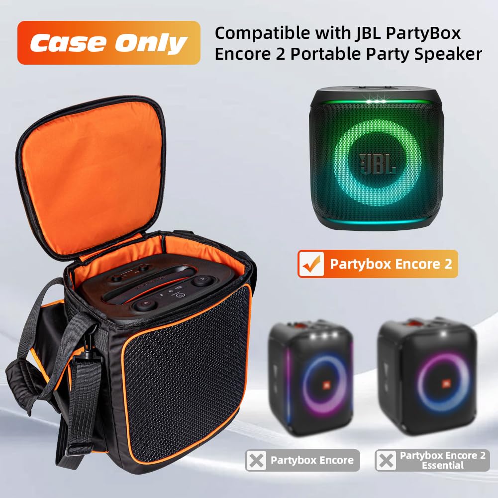 Tragetasche für JBL PartyBox Encore 2 – Hartschalen Etui Wasserdicht Stoßfest Mit Schultergurt und Taschen für Mikrofon, Ladegerät und Zubehör – Lautsprecher Tasche für Reise und Outdoor