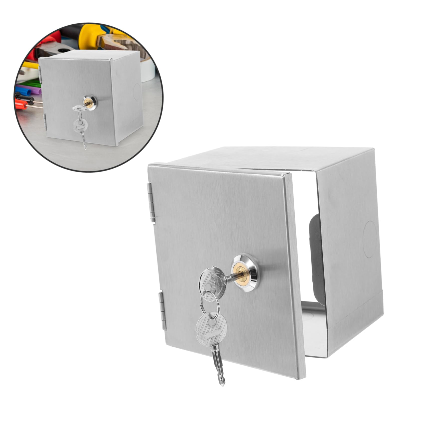 Caja Eléctrica para Exteriores Caja Metálica para Pared de Seguridad con Cerradura para Proyectos Electrónicos y Protección de Enchufes Entornos al Aire