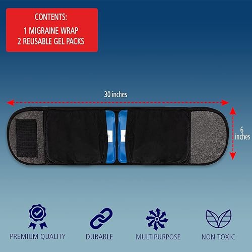 Miniatura 2 de Sombrero envolvente para aliviar el dolor de cabeza y migraña. Paquete de hielo de gel caliente y frío, envoltura de terapia de compresión fría