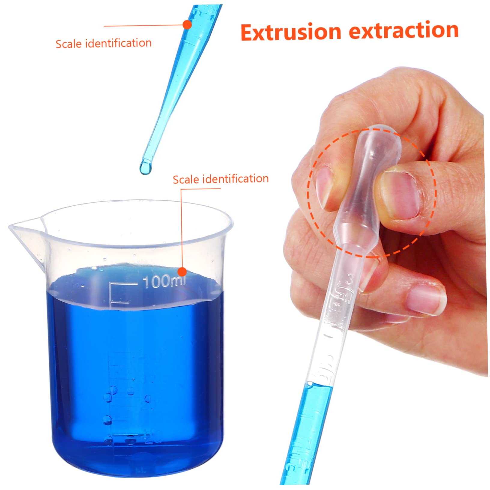 MAGICLULU 3 Set Becher e Cilindri Graduati con Pipette per Tubetti per Laboratori e Cucine Resistente Ad Acidi e Capacità e Facile Controllo delle Quantità