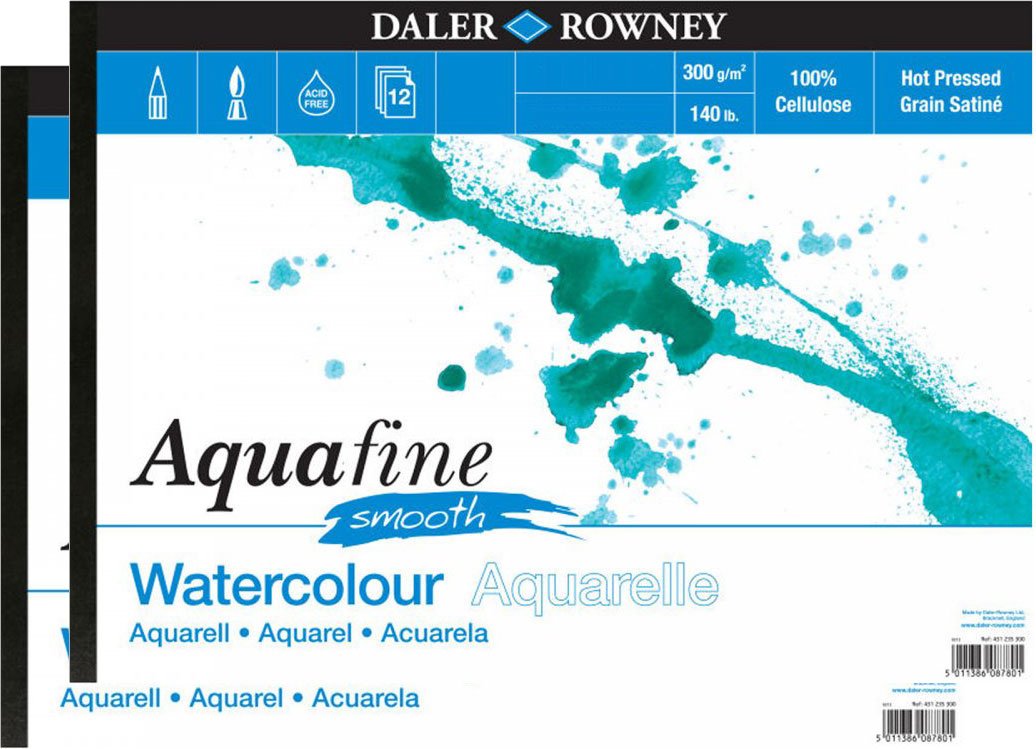 Daler Rowney White Aquafine Watercolour Smooth Pad Twin Pack A4