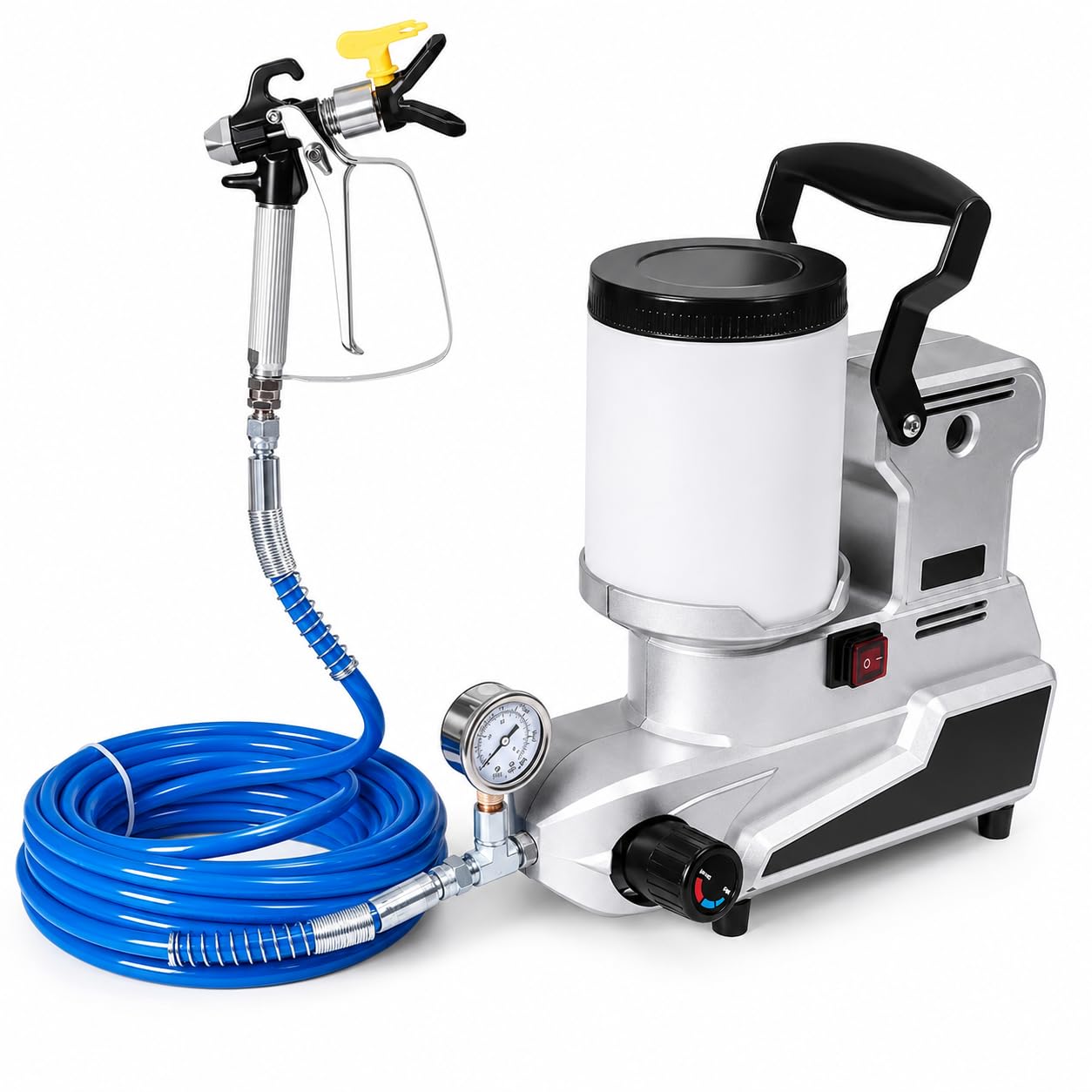 Przenośny Airless agregat malarski 1600 W, 220 V z 3 prędkościami, pojemność 2 l, natężenie przepływu 2,5 l/min, zawiera wąż 5 m do wydajnego malowania