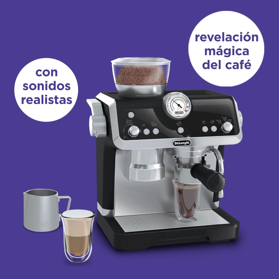 Casdon Juguetes De'Longhi - Cafetera Barista - Juguete para niños con Piezas móviles, Sonidos realistas y revelación mágica del café - Edad: 3+ años