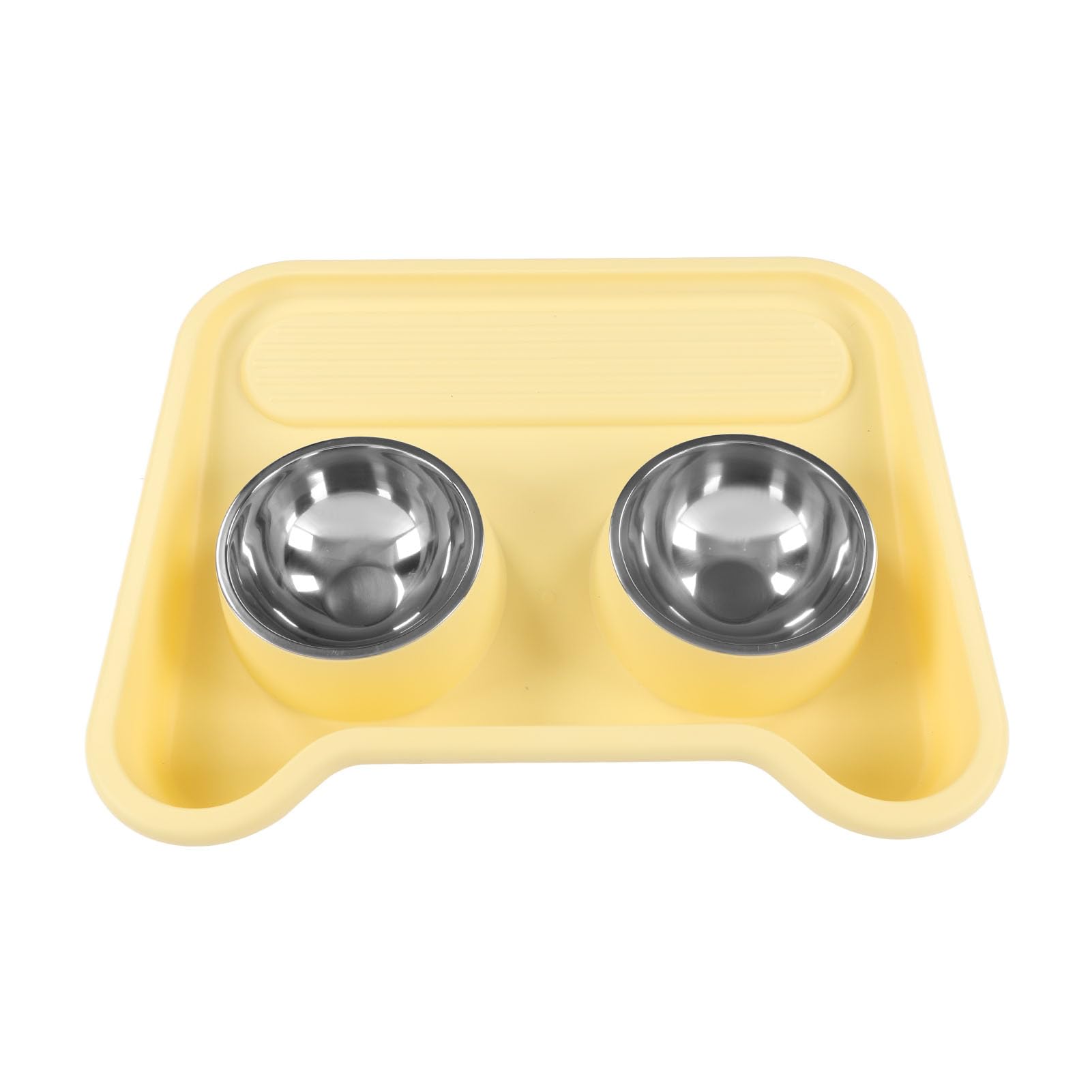 Generic Ciotole Doppie per Mangiatoia per Animali Domestici in Acciaio Inossidabile con Design Inclinato di 15° - Set di Ciotole per Cibo per Cani Gatti Rialzate a Prova di Fuoriuscite per (YELLOW)