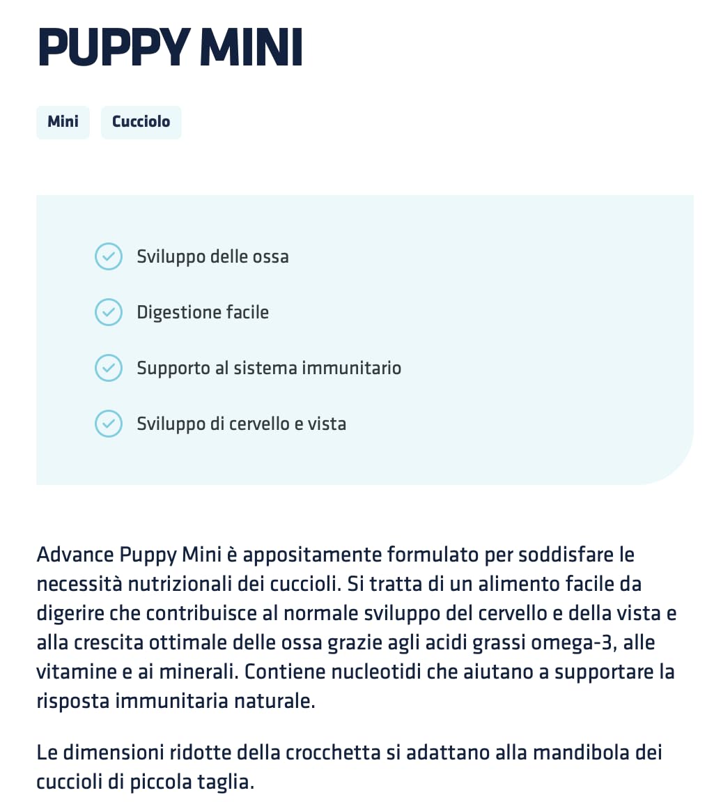 Advance - Comida seca completa para cachorros de talla mini, 7 kg, sabor a pollo, 1 paquete de 7 kg