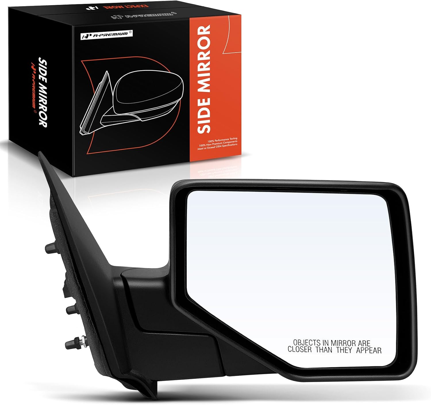 A-Premium Passenger Side Manual Door Mirror - Compatible with Ford Ranger 2006-2011 & Mazda B2300/B4000 2006-2010, B3000 2006-2008 - Non-Heated Manual Folding Textured Black Outside Rear View Mirror