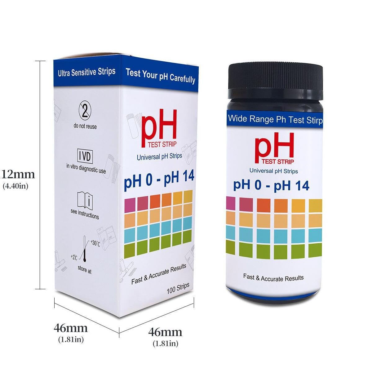 100 PCs Ph Strips for Aquarium Litmus Ph Test Strips for Women in Airtight Bottle Ph Test Strips Range 0-14 ph Paper for Pet Food Saliva Water Urine Test and Diet Monitoring PH Level Lab Pool - image 4