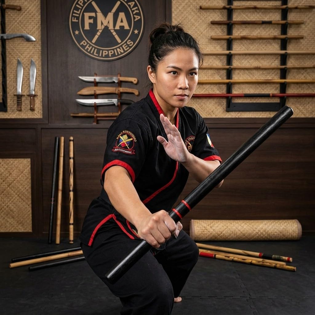 BAY Escrima- Stock 65 cm massiv Holz Eiche schwarz Kampfstock Stick Budo Arnis Kali Stöcke Philippine Filipino Martial Arts, Krav MAGA, Eskrima, Kampfsport