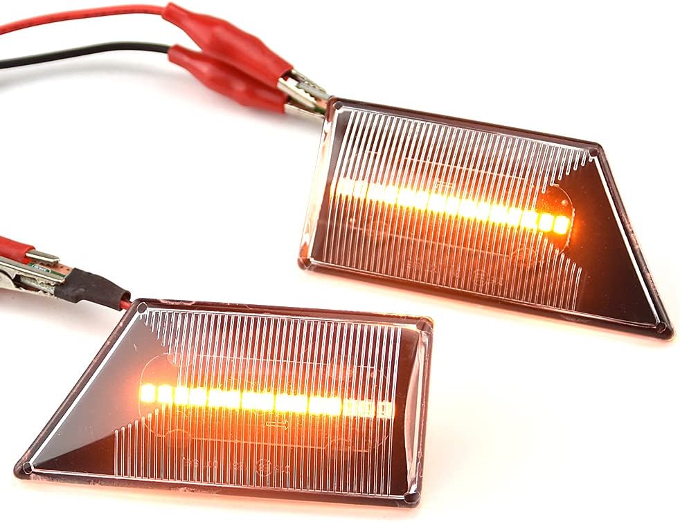 1 pair Front Fender Marker Lights Dynamic LED Side Markers Compatible with O-pel Signum Vectra C 2003-2008 Sequential Blinker Lamp-Crystal white
