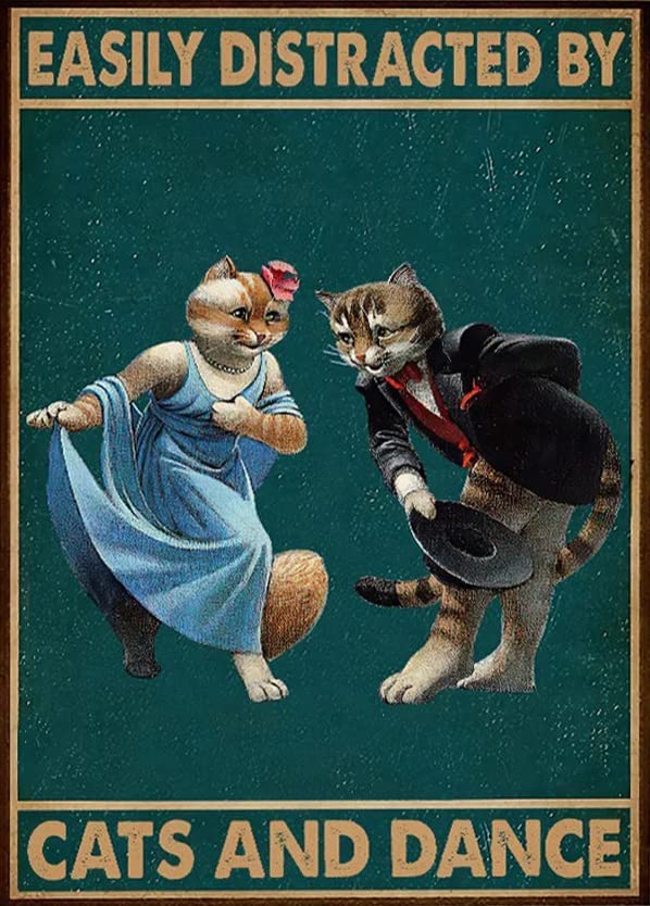 Targa In Metallo WEIMEILD 20x30 Cm | Divertente Scritta "Easily Distracted By Cats And Cameras" | Cartello Vintage Per Bar, Pub E Casa