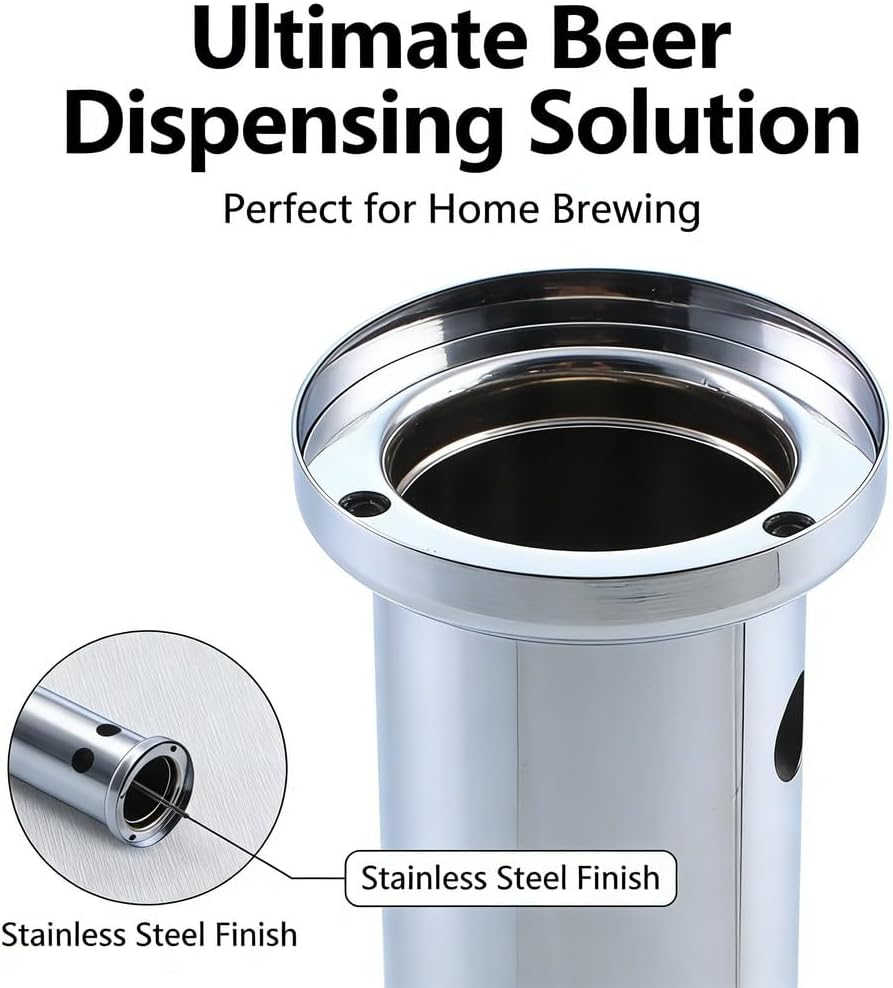3 Inch Stainless Steel Adjustable Draft Beer Kegerator Tower Single Faucet, Durable Beer Dispenser Tool - Anti - Construction, Easy Installation, Ideal for Home Bars and Bee (3 Head)