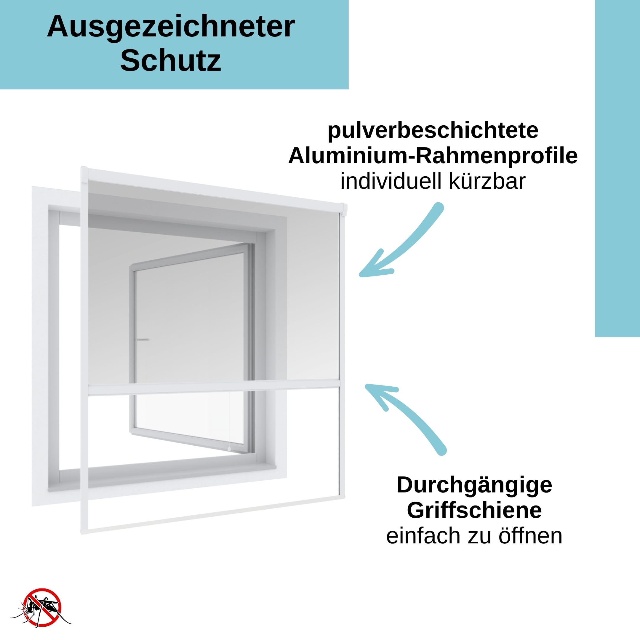 Wip Insektenschutz Einhängerollo - anthrazit - 130 x 160 cm - Fliegengitter Fenster, Mückenschutz, Insektenschutzgitter, Fliegenschutz, Mückengitter - ohne bohren - individuell kürzbar