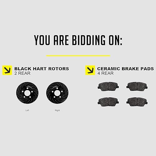 Miniatura 2 de Hart Brakes BHXR.47094.02 - Juego de rotores perforados traseros negros + pastillas de freno de cerámica