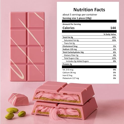 Miniatura 3 de Angelique Chocolate - Barra de chocolate con rubí y algodón de granada Angel Hair con crema Pisttachio real - Golosina belga viral - Regalo gourmet