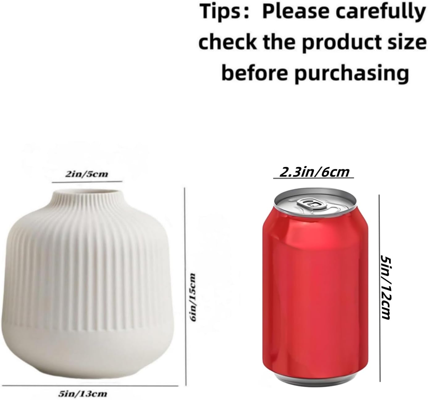 White Ceramic Vase for Flowers, 6 Inch Flower Vases Home Decor, Boho Vases for Pampas Grass,Vase for Centerpieces Living Room Table Entryway Shelf