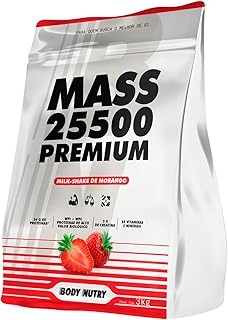 Hipercalórico Mass 25500 3kg Anticatabólico 34g de proteínas 26 vitaminas e minerais com 3g de creatina (Milk Shake de Morango)