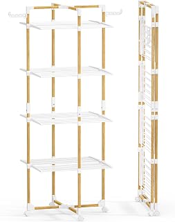 VOUNOT® Wäscheständer Turm 4 Ebenen Turmwäscheständer Klappbar Wäscheturm
