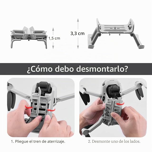 Foto 6 de 7 de HeiyRC Extensiones de tren de aterrizaje 4K para DJI Mini 2 SE/Mini 2/Mini SE/Mini SE/Mavic Mini Drone