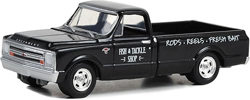 Miniatura 2 de 1968 Chevy C-10 Pickup Truck Black Fish & Tackle Shop Norman Rockwell Series 5 164 Modelo de automóvil fundido a presión por Greenlight 54080D