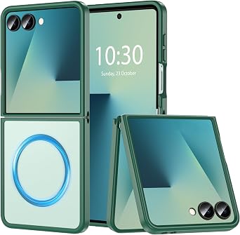 OWKEY Case for Samsung Galaxy Z Flip 7, Magnetic Case [Compatible with MagSafe] Anti-Fingerprint Translucent Matte Shockproof Protective Phone Case Cover for Samsung Z Flip 7 Green