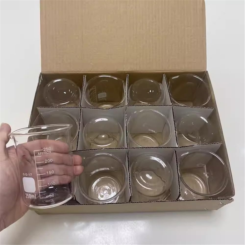 Zlewka 50/100/250/500/1000 ml, szklana zlewka do eksperymentów w wysokich temperaturach (300 ml 12 szt.)
