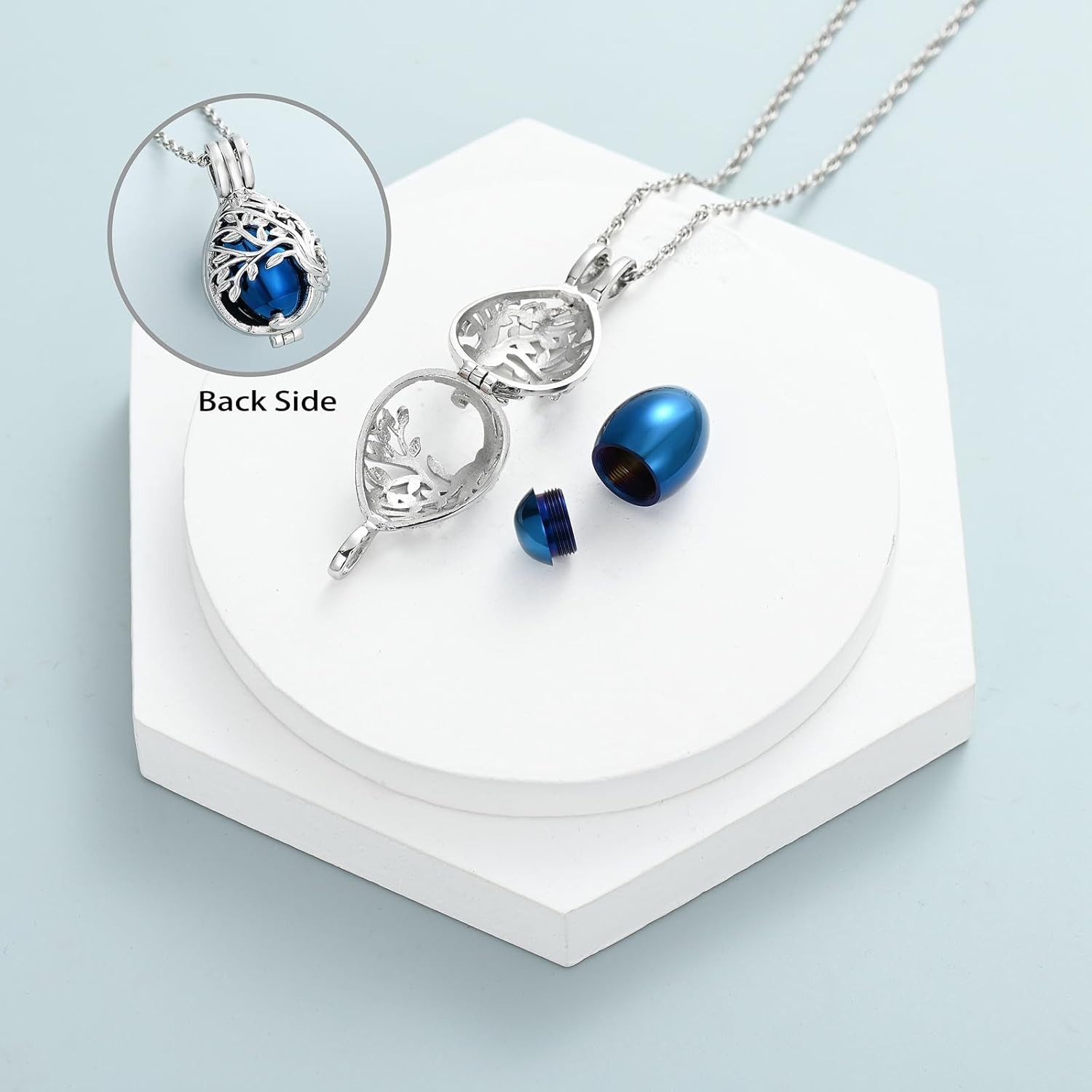 shajwo Tree of Life Urn Necklaces for Ashes for Women Men Teardrop Cremation Jewelry for Ashes With Hollow Memorial Pendant - Image 5
