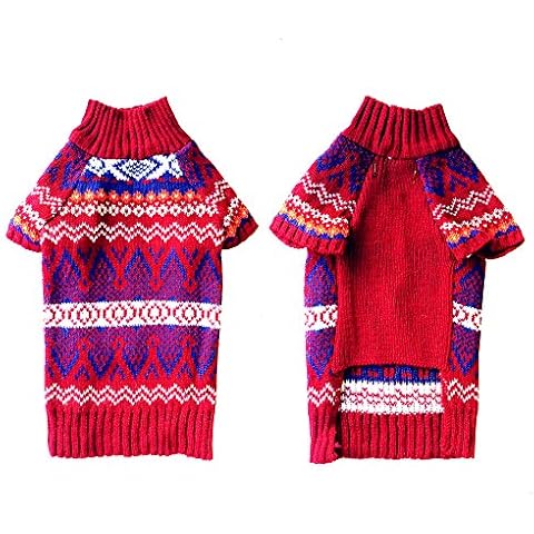 Cute Soft Christmas Style Dark Red/Navy Tartan Pattern Pet Puppy Dog Sweater Jumper Clothes Coat (XS) Cover