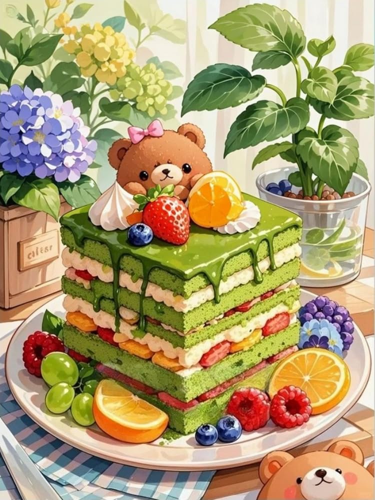 Brennora Stamped Cross Stitch Kits for Adults Cake 11CT Counted Cross-Stitch Embroidery Patterns Beginners Home Decor 16x20 inch
