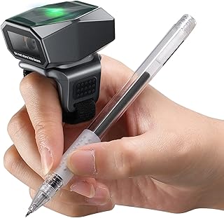 2D QR Ring Barcode Scanner, Wearable Finger 3-in-1 USB Wired & 2.4G Wireless & Bluetooth Scanner, Left & Right Hand Wearable, Image 1D Warehouse Inventory Bar Code Reader for Android, iOS iPhone
