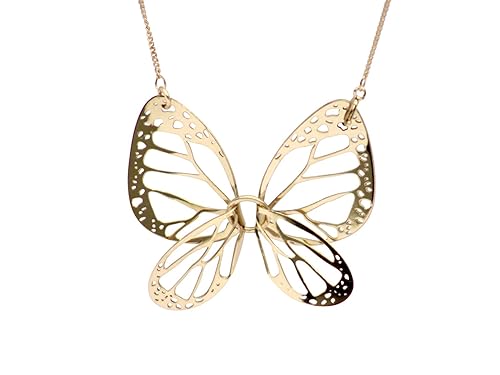 Gold Butterfly Necklace (Dije Doble Fragmento Oro) Golden ColorAranza DükeMexican Silver Jewelry 925with 14k Gold PlateNecklace for Women, Men or
