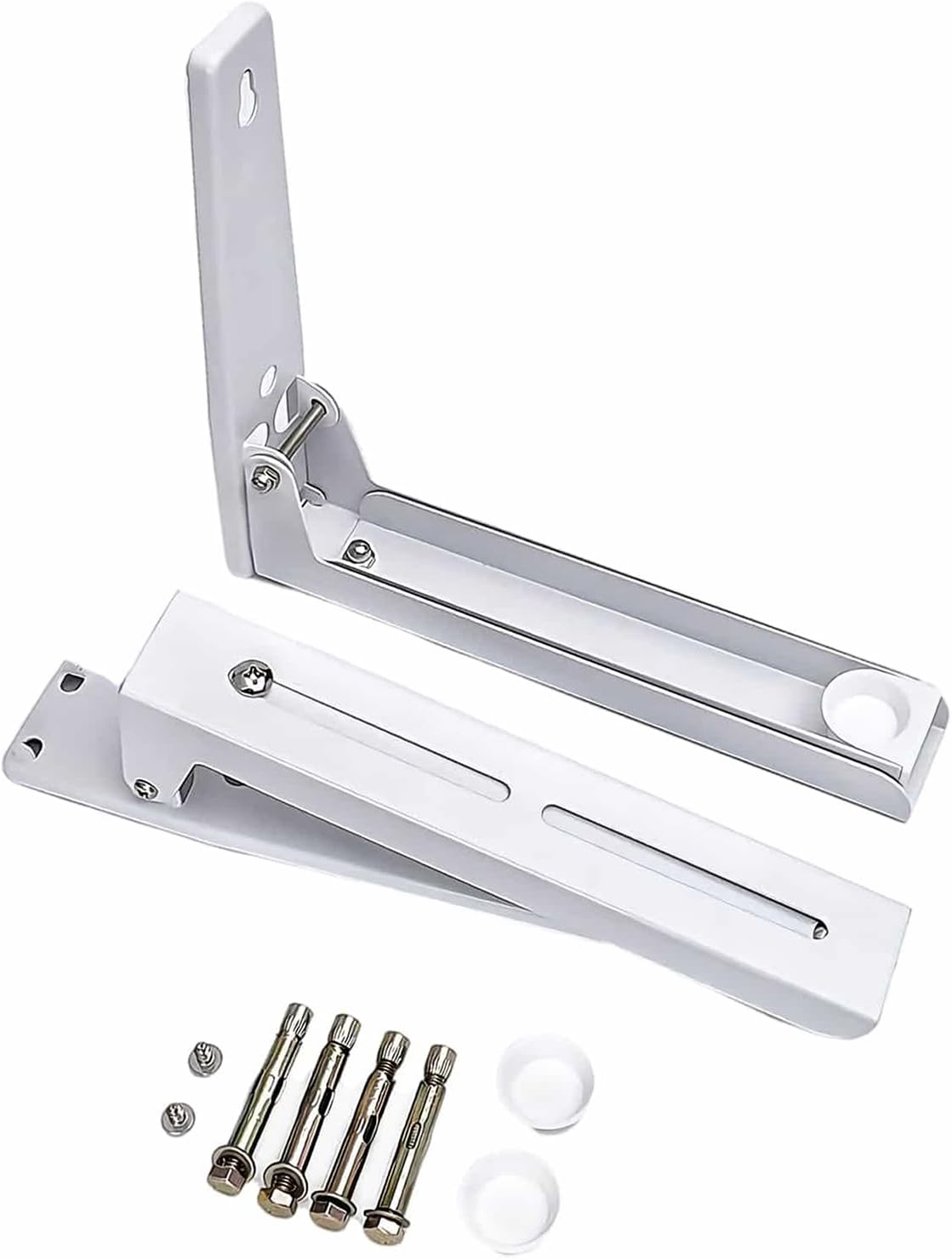 2 Piezas Soporte Microondas Pared Plegable, Soportes para Microondas de Acero inoxidable Soporte Horno y Microondas Pared Extensible, Soporte para Colgar Microondas Pared con Accesorios de Montaje