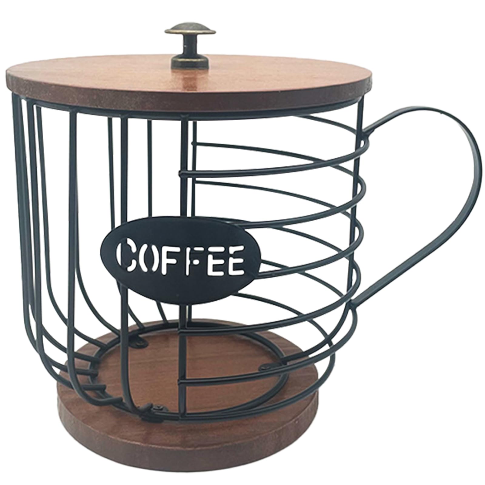Support de dosettes de café – Grande capacité de rangement en fil métallique avec base en bois – Panier à café moderne décoratif pour comptoir de cuisine et bureau (doré Support de dosettes de café – Grande capacité de rangement en fil métallique avec base en bois – Panier à café moderne décoratif pour comptoir de cuisine et bureau (doré