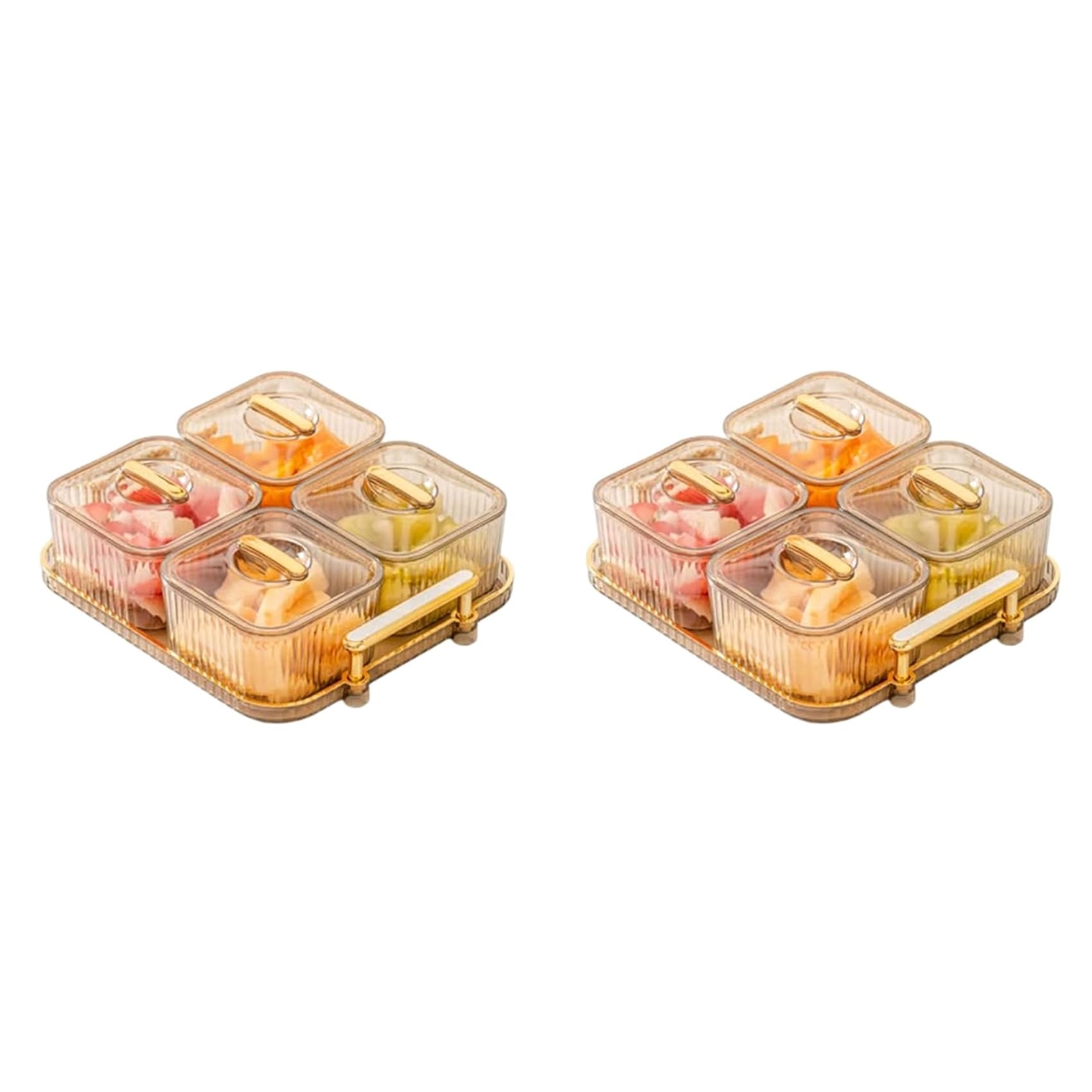 Vjsujehgy 2X Multifunctional Party Snack Tray for Fruits,Nuts,Compartment Party Platter,Divided Serving Bowl with Lid C