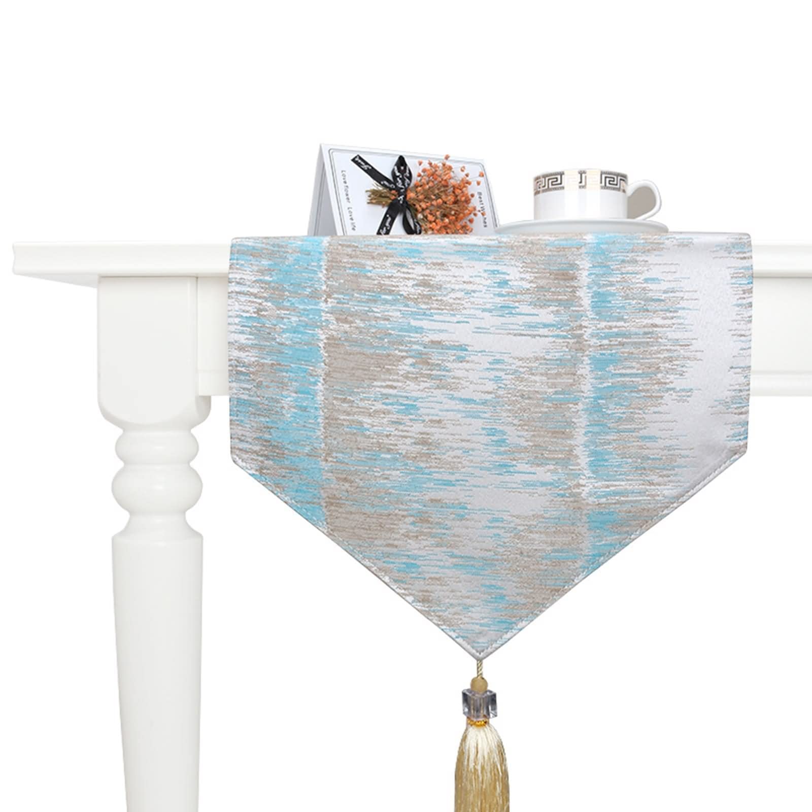 Camino de Mesa Grande, Centro Mesa Comedor Decoracion Raya Azul Poliéster algodón 35x228CM Decoración para Fiesta Día Festivo