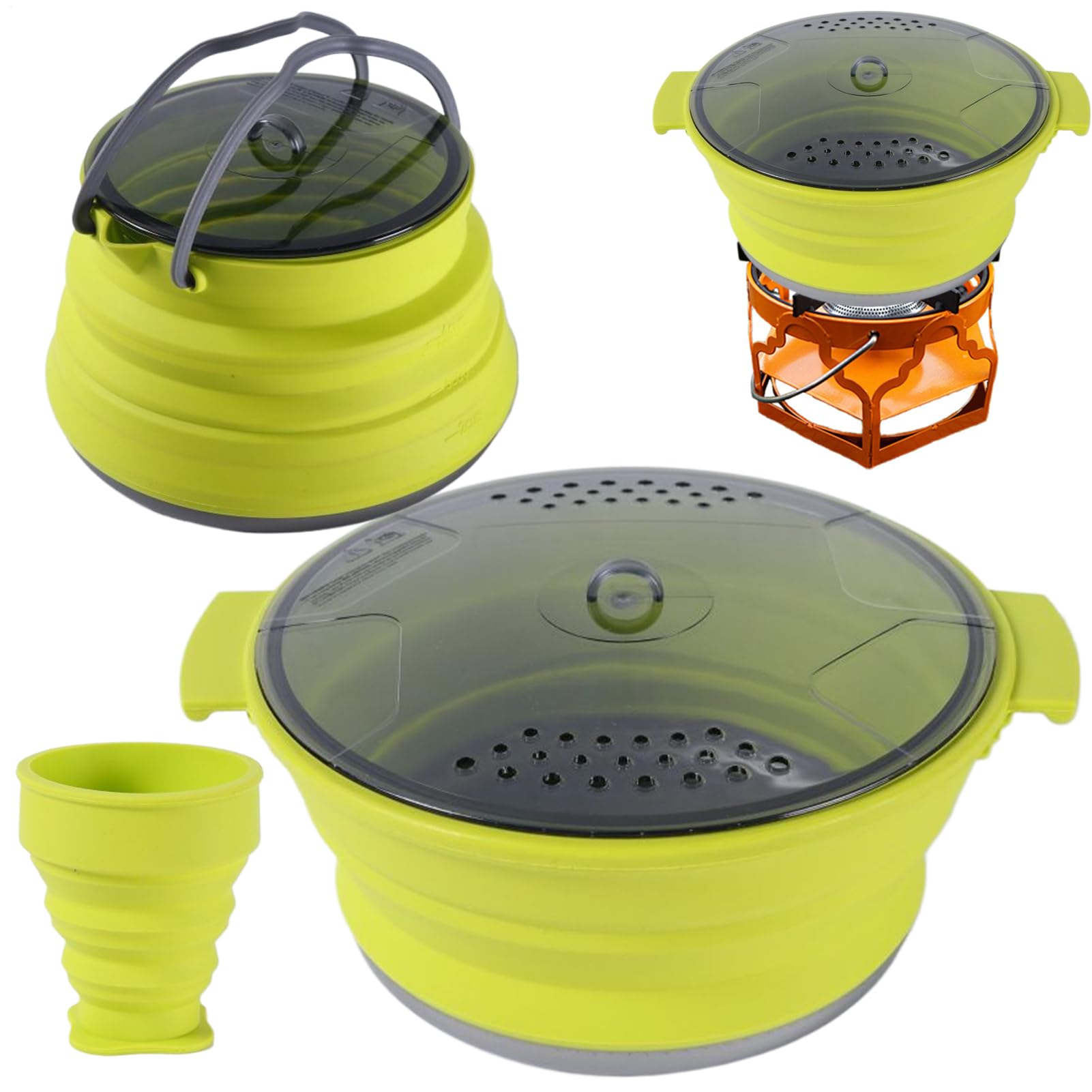 Camping-Kochset, Camping-Küchen-Set, tragbar, hitzebeständig, Wasserkochtopf, Tasse für Reisen, Abenteuer, Rucksackreisen, Wandern, Outdoor, Küche, Essen