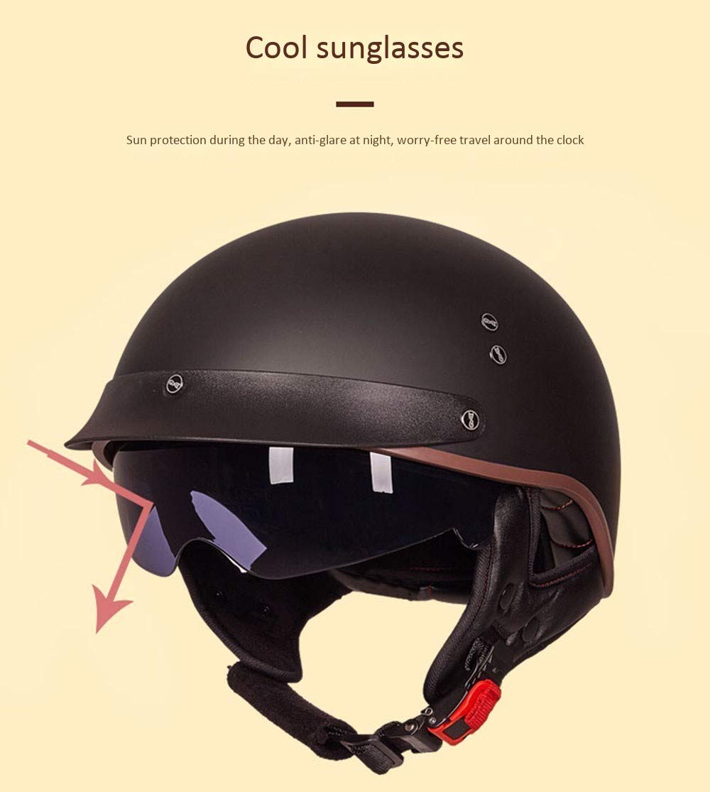 Casco Moto Aperto Stile Jet Retrò - DJCALA Con Visiera Parasole, Omologato ECE, Leggero E Confortevole - Unisex