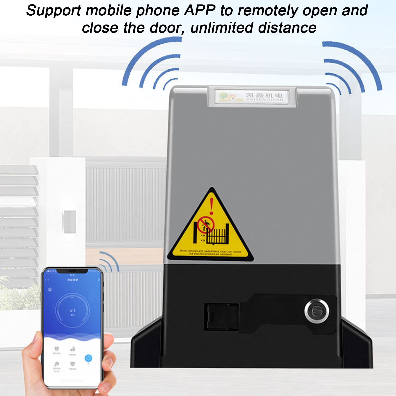 MAYKEA Kit Apriporta Scorrevole Automatico, con 2 Telecomandi, Supporto Telecomando App Mobile, 370W 550W 750W 1200W Motor Power Smart Apriporta Elettrico,750W